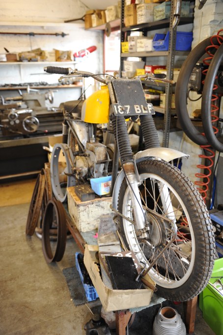 Gordon Jackson's famous AJS (187BLF) as it arrived at Sammy Miller's Museum - Photo: John Hulme/Trials Media