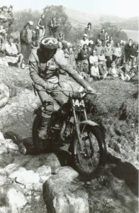 Rob Edwards on an unfamiliar bike, a 250 Ossa in the 1980 SSDT at Rhuba Rhuadh on Day 4. Photo copyright: Jim Young, Armadale.