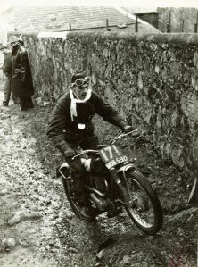 Alister McDonald was a greta friend of Ron Thomson. here we see Ali on his Ariel HT5 on Town Hall Brae (Rocky Brae) in Fort William in the 1964 SSDT. Photo Courtesy of Mrs Ron Thomson, Fort William.