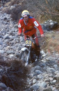 Rob Edwards in the 1979 SSDT on his 349 Montesa at Laggan Locks. Photo copyright: Iain Lawrie, Kinlochleven