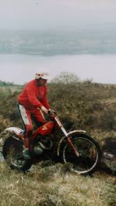 John on his Honda Seeley TL200E at Callender around 1988, a bike which he converted to Mono-shock rear suspension. The bike was previously owned by Robbie Paterson of Cumbernauld. Photo: Grant Taylor, Falkirk.