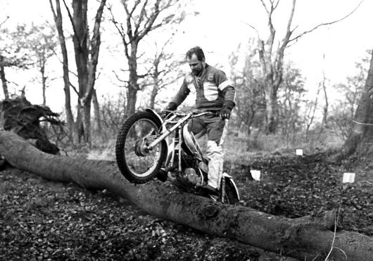 Jimmy Young on his TY250 Yamaha in a Lanarkshire Club trial around 1978.