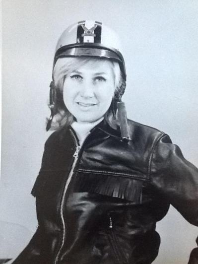 Renee in black leathers