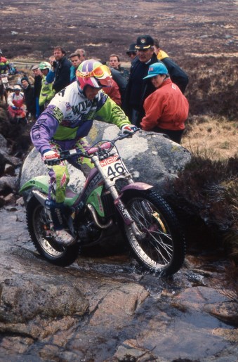 John Shirt Jnr (320 GasGas) in the 1991 Scottish Six Days - © – Iain Lawrie, Kinlochleven.