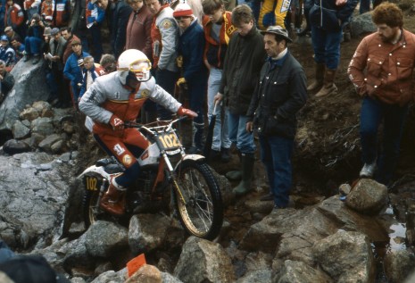 Phillipe Berlatier (280 Aprilia) in the 1985 Scottish Six Days on Chairlift - © – Iain Lawrie, Kinlochleven.