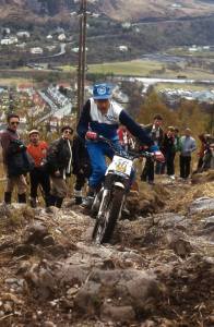 Sammy on his GOV Replica Ariel HT5 on Loch Eild Path in the Pre'65 Scottish Trial. Photo: Copyright Iain Lawrie, Kinlochleven.
