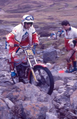 Tony Scarlett (300 JCM) on Callart Falls in the 1987 Scottish Six Days - © – Iain Lawrie, Kinlochleven.