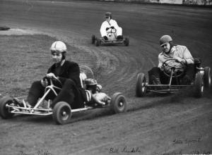 Karting - Tommy Milton leads Bill Landels the well-known speedway rider and Stan Sproat who was to become part of the great Ecurre Ecosse car racing organisation and a director of Lothian Sports Cars in Edinburgh.