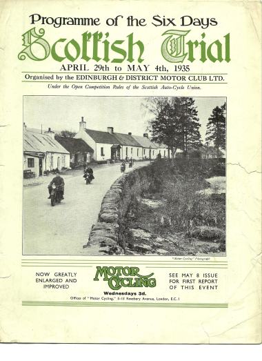Front cover of the 1935 SSDT programme which was won by Bob MacGregor - Photo Courtesy of Edinburgh & District Motor Club Ltd Archive.