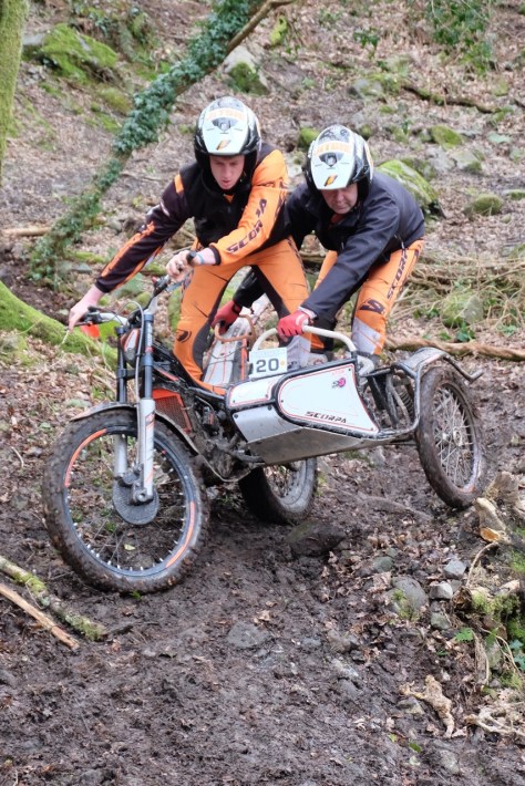 20 Nigel Crellin -Chris Molyneux championship Perveil taken the days win on 14 at cmcc Colin Dommett sidecar trial round 4 in Garker Cornwall on the