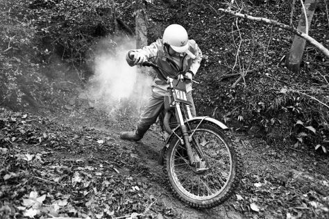 Allan Hunt and his smoking Bultaco