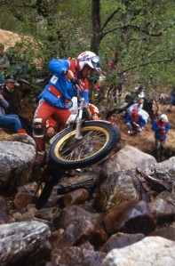 Steve Saunders (Fantic) on Mamore in 1987 -