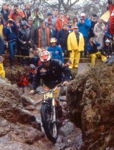 Toni Gorgot (330 Montesa) during his winning ride in 1983 on Rubha Rudha