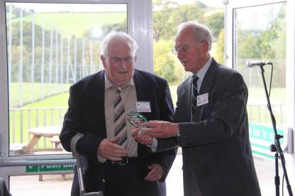 Derek Cheesbrough presents Ivan Pridham with the Olde Father Tyme award - Photo: Mike Naish
