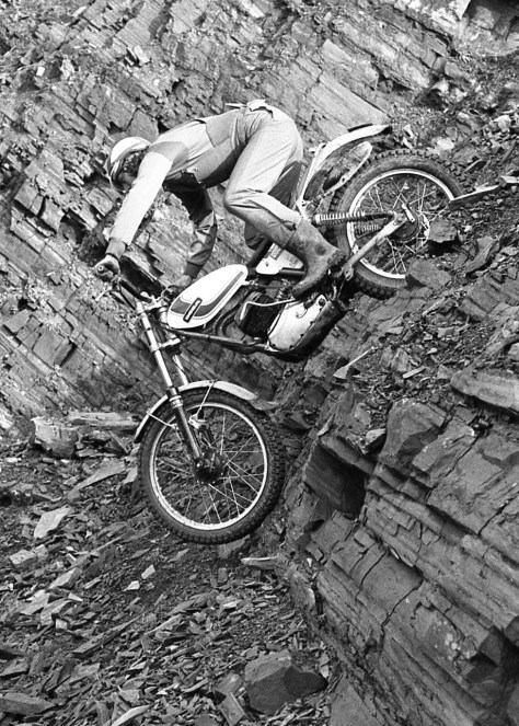 Good side on shot of an Ossa but the rider is unknown