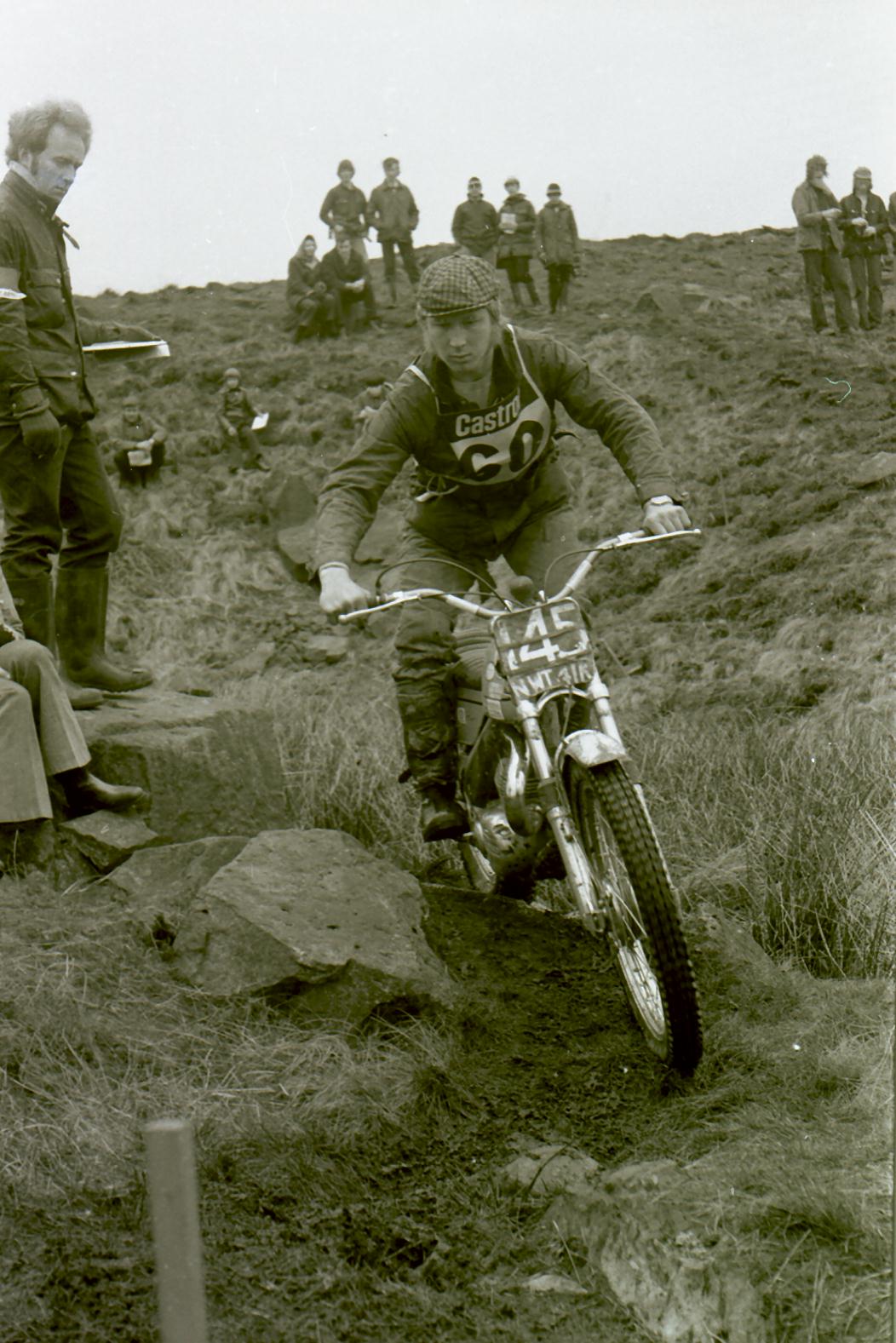 malcom rathmell on his bultaco.check out those renthal handlbars now becomming very popular in the early seventies