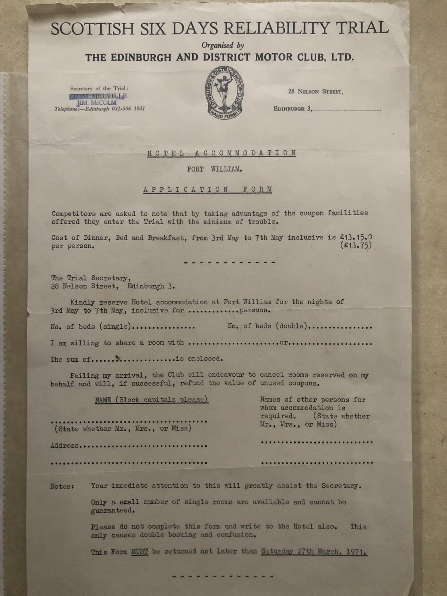 SSDT accommodation Form - ARC Lampkin